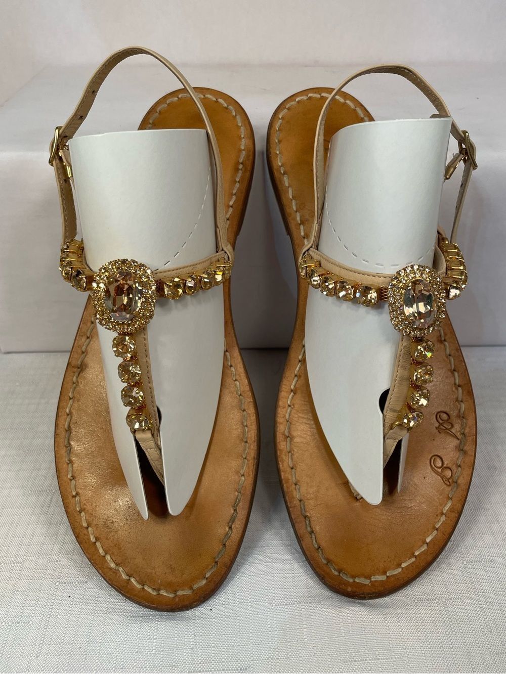 Amalfi by Stephanie Gold Jeweled T-Strap Women's Sandals - Picture 2 of 5
